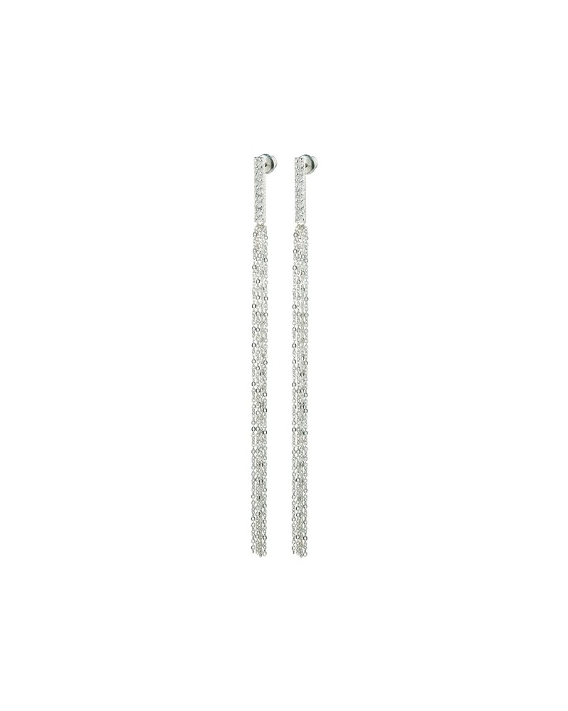 Long silver and cristal earring