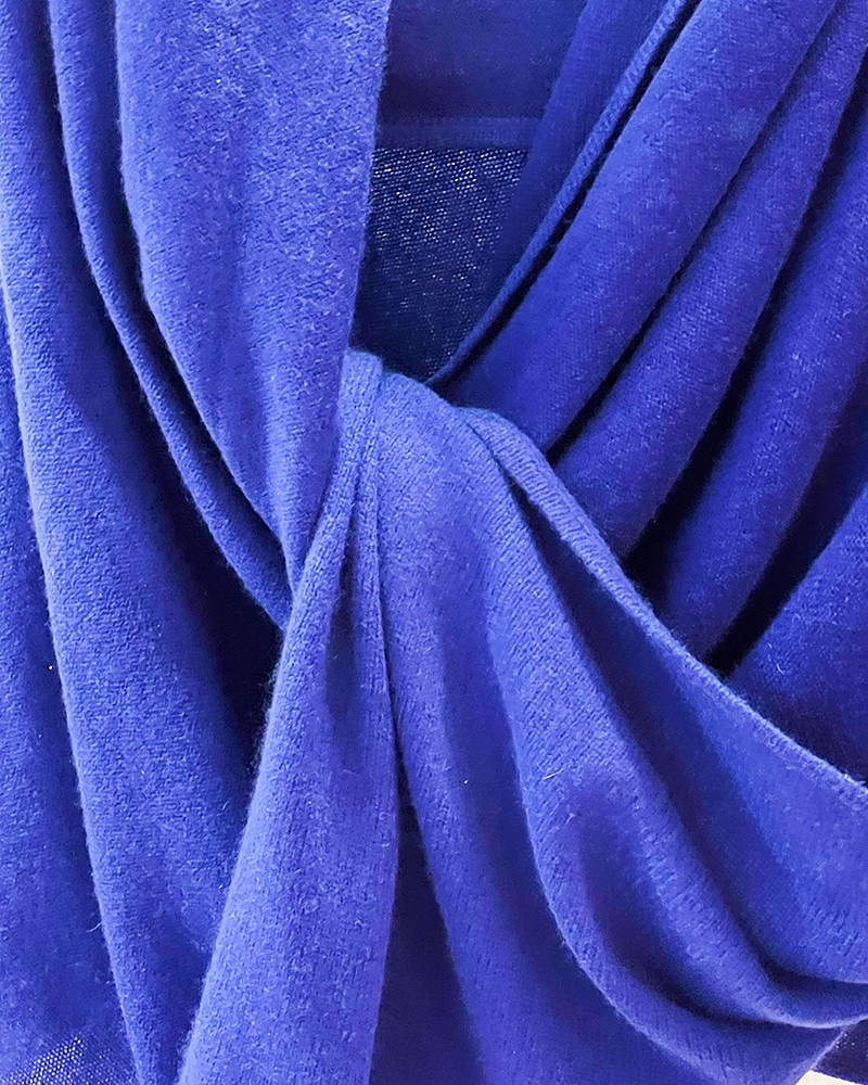 Knitted Throw with Edge Deep Blue
