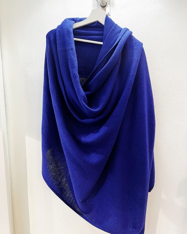 Knitted Throw with Edge Deep Blue