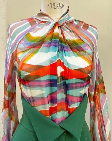 watercolors stripes silk blouse
