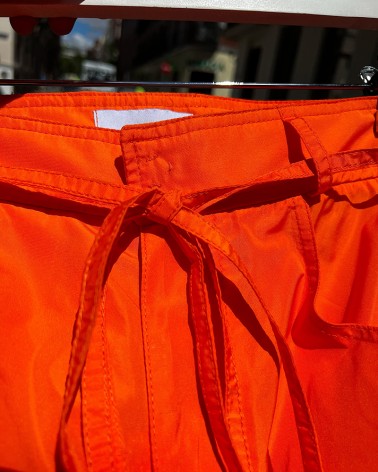 Wide tafeta orange "paper bag" trousers