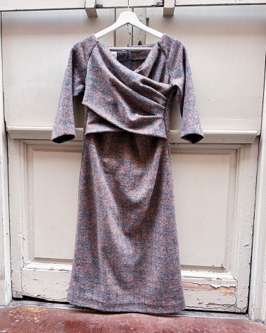 Marbled Wool drap dress