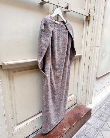 Marbled Wool cape dress