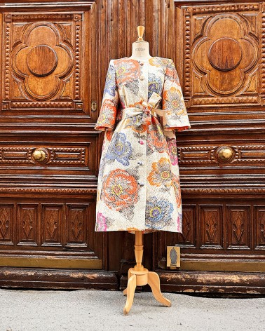 Silk brocade coat dress