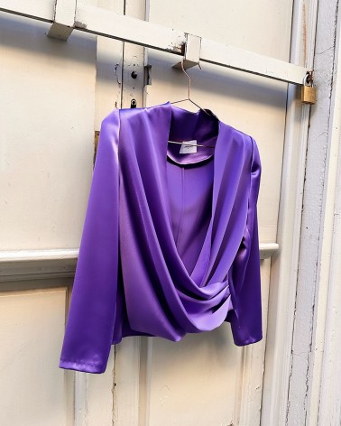 Satin Ultra Violet Drap blouse