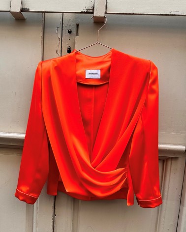 Tangerine Satin Drap blouse