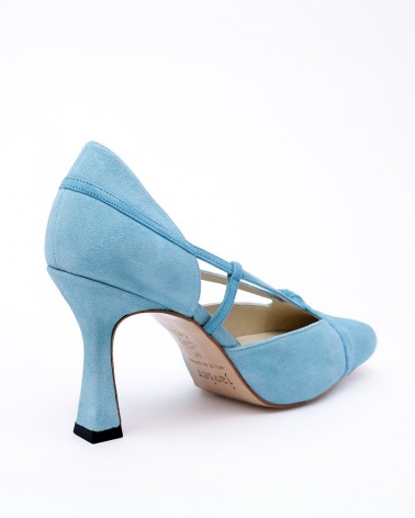 Pumps tacón semi-carrete plataforma turquesa