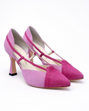pumps hide platform  pink suede heel