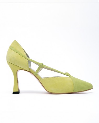 pumps hide platform lime suede heel
