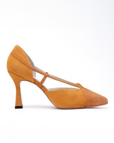 Pumps tacón semi-carrete plataforma mandarina