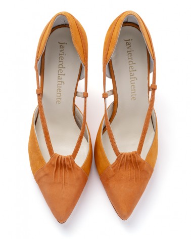 Pumps tacón semi-carrete plataforma mandarina