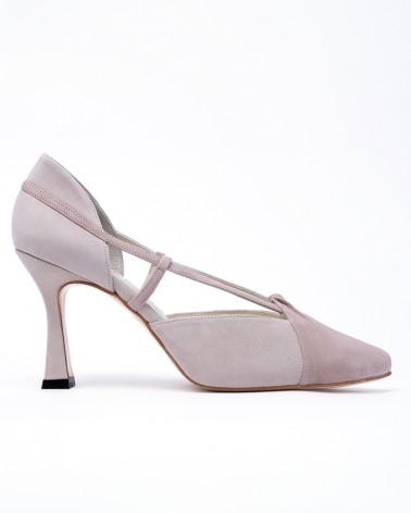 pumps hide platform nude suede heel