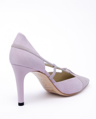 lilac bi-tone suede heel