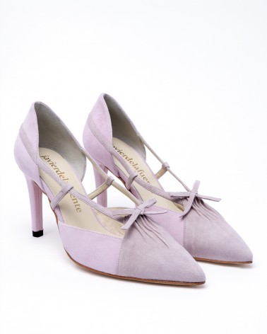 lilac bi-tone suede heel