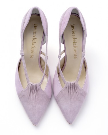 lilac bi-tone suede heel