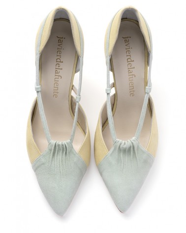 sand bi-tone suede heel