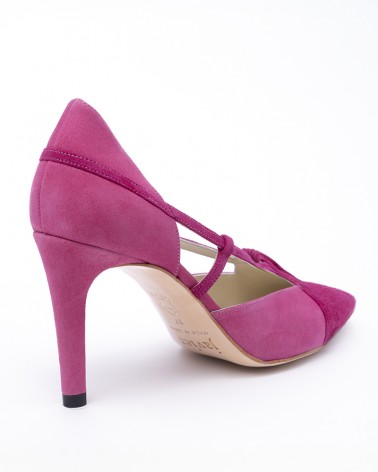 pink bi-tone suede heel