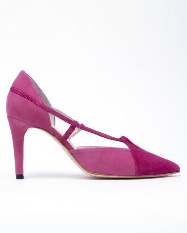 pink bi-tone suede heel