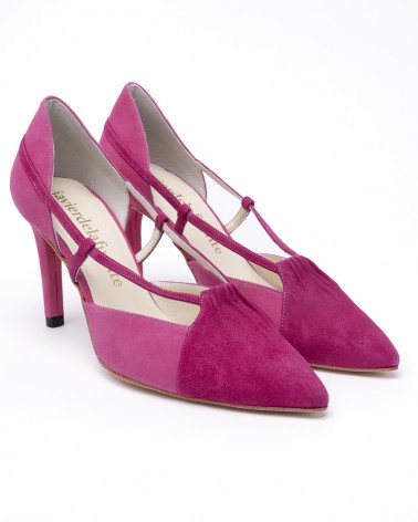 pink bi-tone suede heel