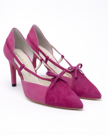 pink bi-tone suede heel
