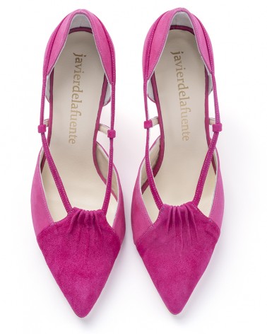 pink bi-tone suede heel