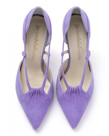 lilac bi-tone suede heel