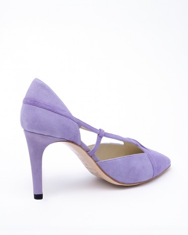 lilac bi-tone suede heel
