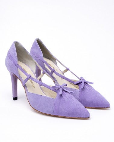 lilac bi-tone suede heel