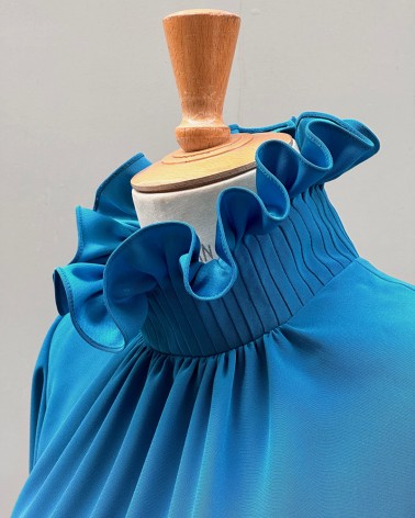 Collar ruff satin blouse