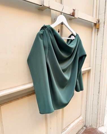 Draped boat neck top