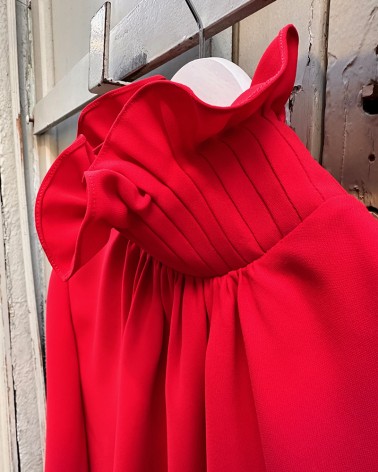 Blusa cuello gorguera fresa