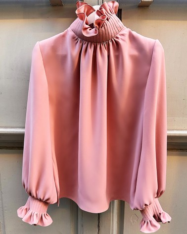 Blusa cuello gorguera nude