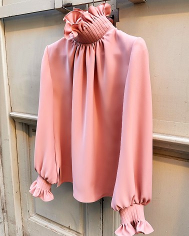 Blusa cuello gorguera nude