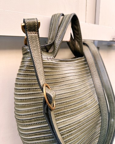 Basket bag in moss calfskin