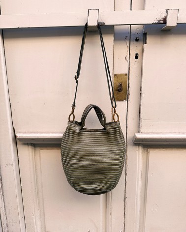Basket bag in moss calfskin