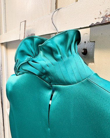 Collar ruff satin blouse