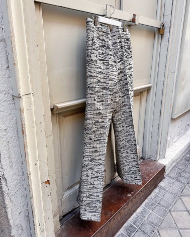 Straight-line silver trousers