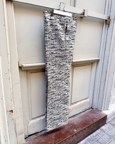 Straight-line silver trousers