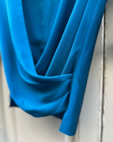 Satin  teal Drap blouse