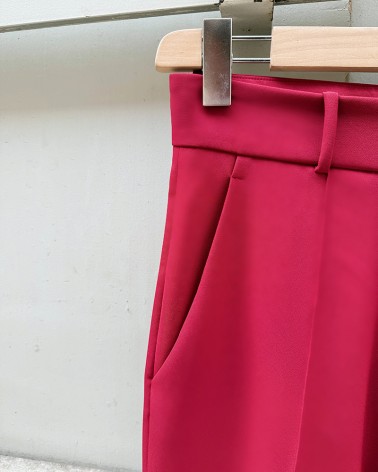 Pantalón tejido técnico recto granate