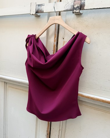 Draped neck top