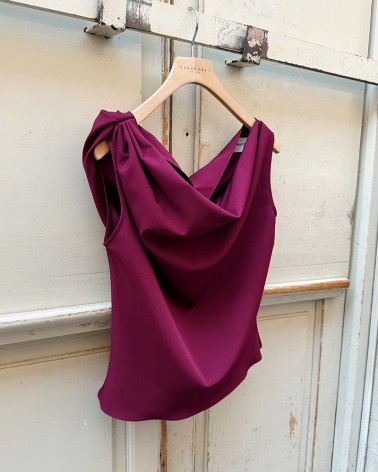 Top escote drapeado burgundy