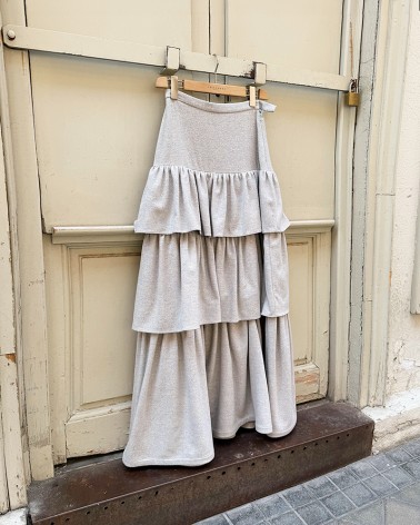 Maxi ruffled knitted/lurex Skirt