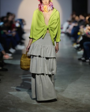 Maxi ruffled knitted/lurex Skirt