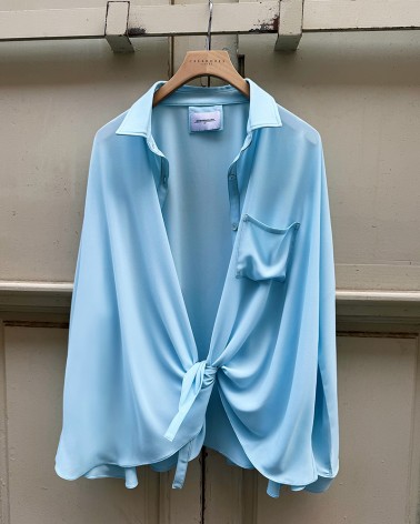 Flared sky blue shrit