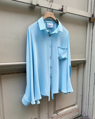 Camisa evasé tejido técnico azul