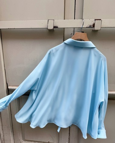 Camisa evasé tejido técnico azul