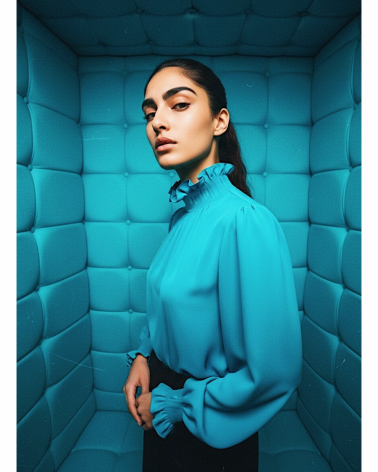 Collar ruff satin blouse