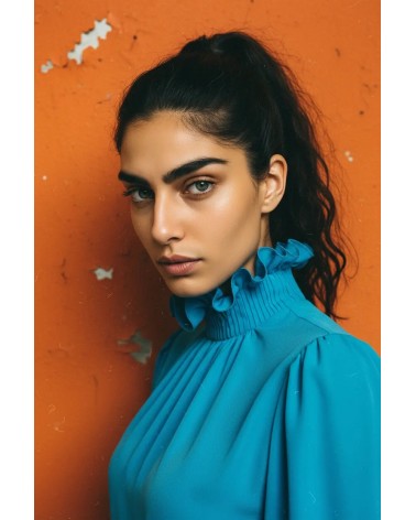 Collar ruff satin blouse